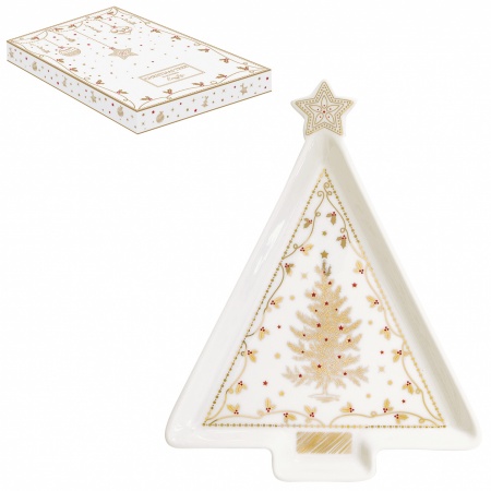 COFFRET COUPELLE FORME SAPIN ETOILE - 21X16CM - EN PORCELAINE - CHRISTMAS LIGHTS