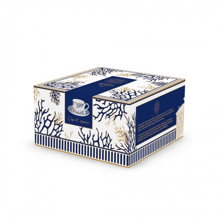 Coffret de 1 tasse a the avec soucoupe en porcelaine - CORAL