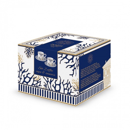 Coffret de 2 tasses a expresso  avec soucoupes - CORAL