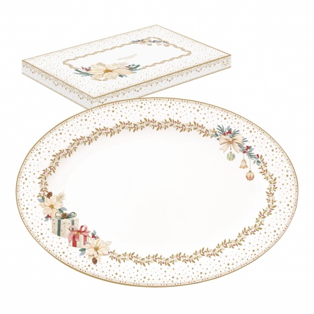 COFFRET PLAT A SERVIR - 35X23,5cm - EN PORCELAINE EN BOITE - WHITE ELEGANCE