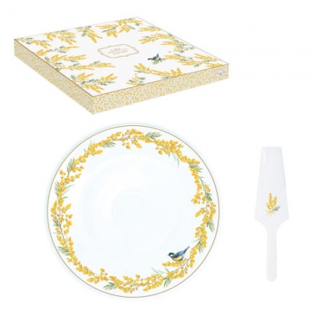 COFFRET PLAT A TARTE ¯ 32CM AVEC PELLE EN PORCELAINE MIMOSA