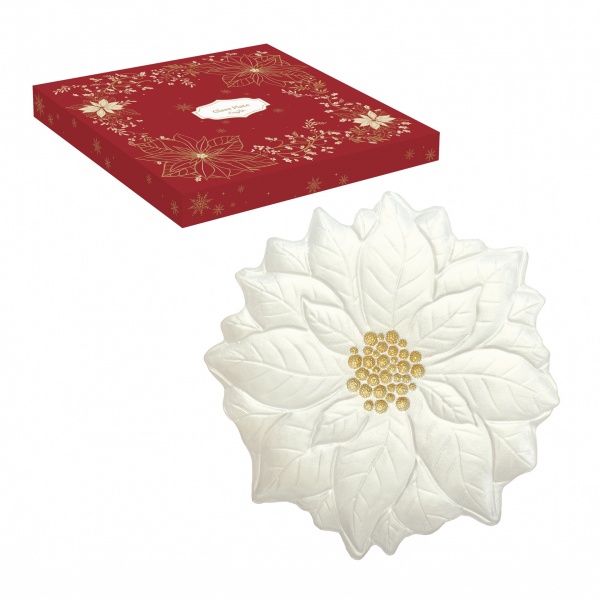 COFFRET PLAT DE SERVICE - �31cm - EN VERRE BLANC ET OR