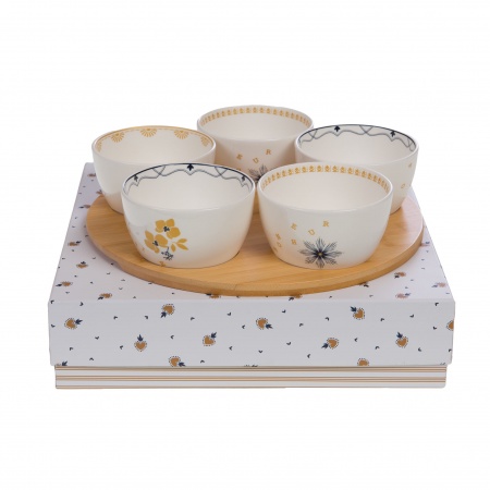 COFFRET PLATEAU  5 BOLS POESIE