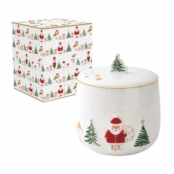 COFFRET POT A BISCUIT - EN PORCELAINE - �11cm H15cm - LET IT SNOW