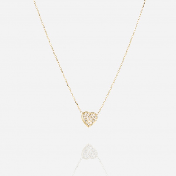 COLLIER-Aimee-ACIER DORE-38+5cm-zirconium sertis