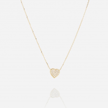 COLLIER-Aimee-ACIER DORE-38+5cm-zirconium sertis