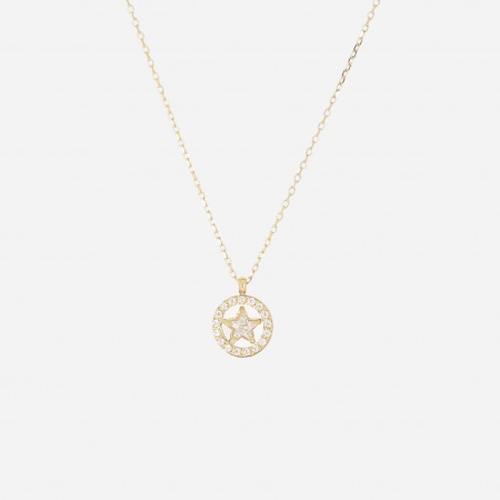 COLLIER-Alveria-ACIER DORE-38+5cm-zirconium sertis