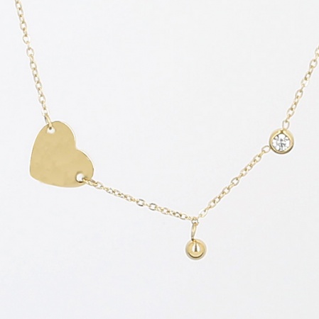 COLLIER Ama ACIER DORE zirconium 38+5cm