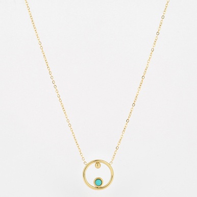 COLLIER Angie ACIER DORE turquoise 38+5cm