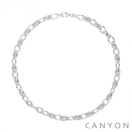 Collier argent alternance de maille ovale simple et double