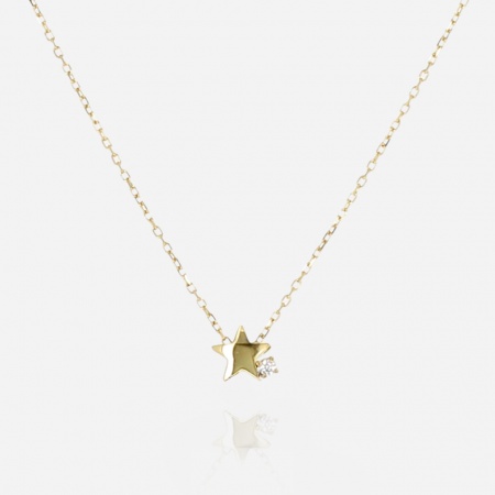 COLLIER Astral ACIER DORE zirconium sertis 38+5cm