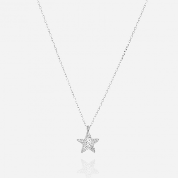 COLLIER-Caelyne-ACIER-38+5cm-zirconium sertis