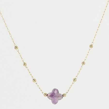 COLLIER COURT ACIER DORE AMETHYSTE 38CM+5 amethyste
