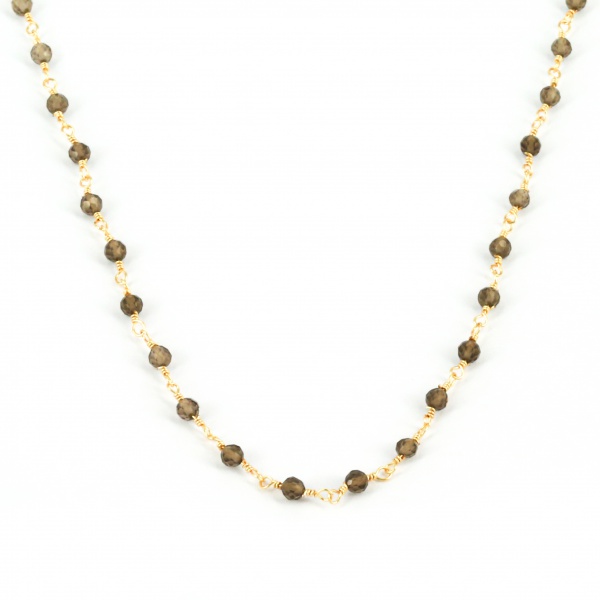 COLLIER COURT ACIER DORE MARRON 38CM+5