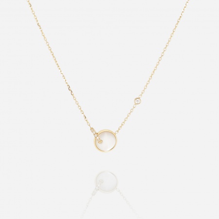 COLLIER-COURT-ACIER DORE-nacre