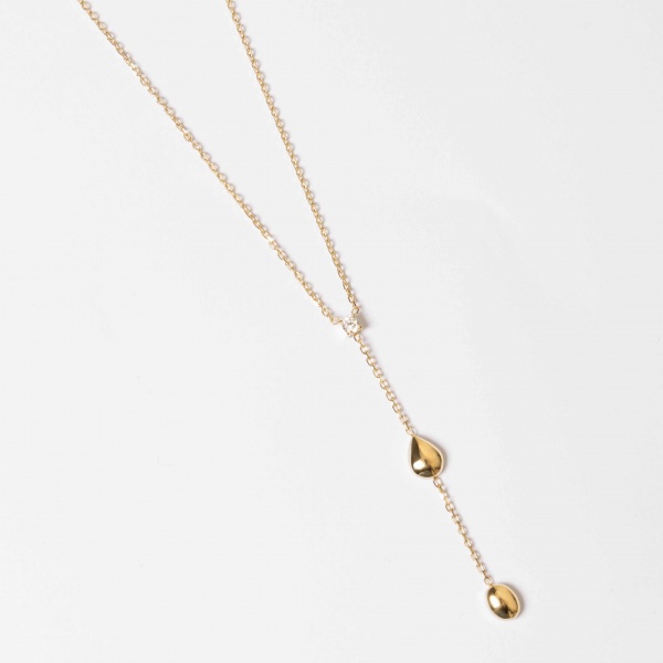 COLLIER-Dilys-ACIER DORE-zirconium sertis-38+5cm