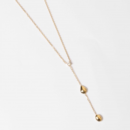 COLLIER-Dilys-ACIER DORE-zirconium sertis-38+5cm