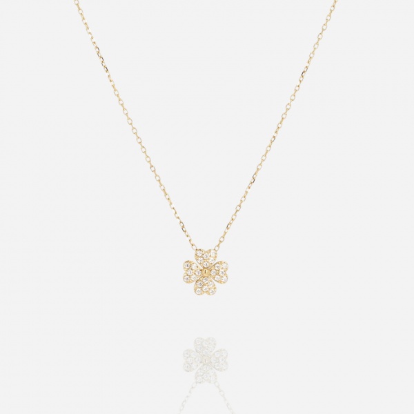 COLLIER-Kikai-ACIER DORE-38+5cm-zirconium sertis
