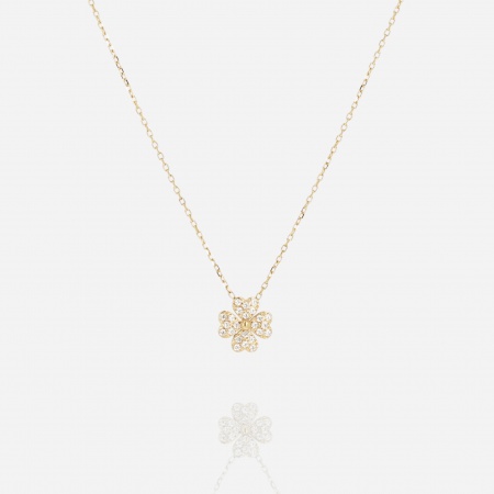 COLLIER-Kikai-ACIER DORE-38+5cm-zirconium sertis