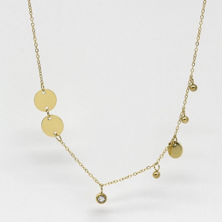 COLLIER Kiso ACIER DORE zirconium 38+5cm