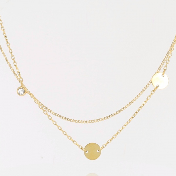 COLLIER-Leona-ACIER DORE-zirconium-37+38+5cm d:7mm