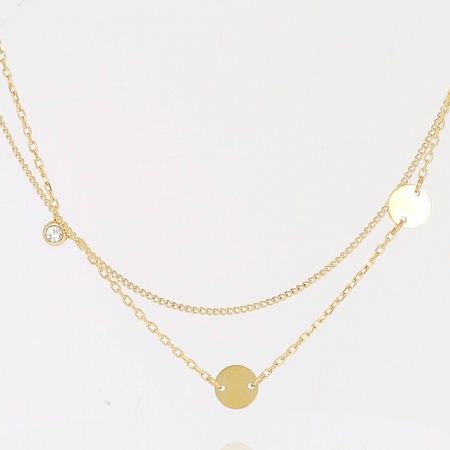 COLLIER-Leona-ACIER DORE-zirconium-37+38+5cm d:7mm