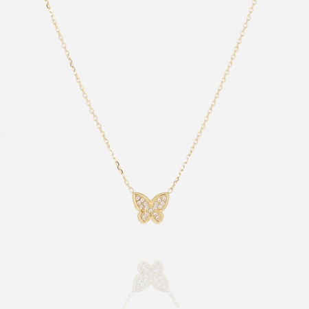 COLLIER-Logan-ACIER DORE-38+5cm-zirconium sertis