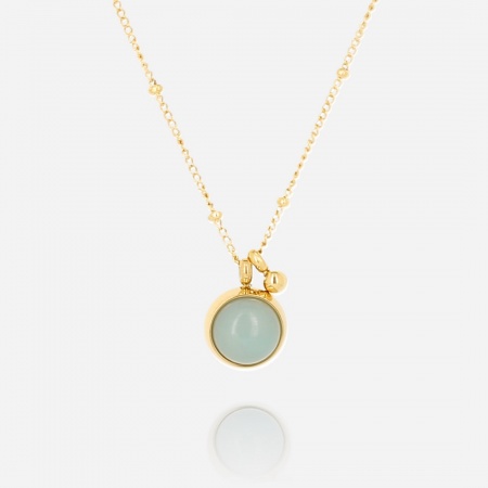 COLLIER MEDIUM-ACIER DORE-Amazonite-45+5cm