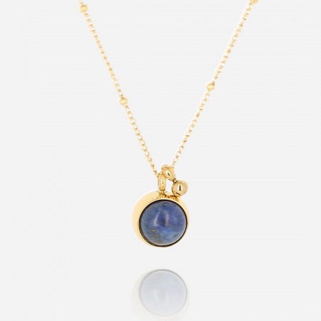 COLLIER MEDIUM-ACIER DORE-Lapis lazuli-45+5cm