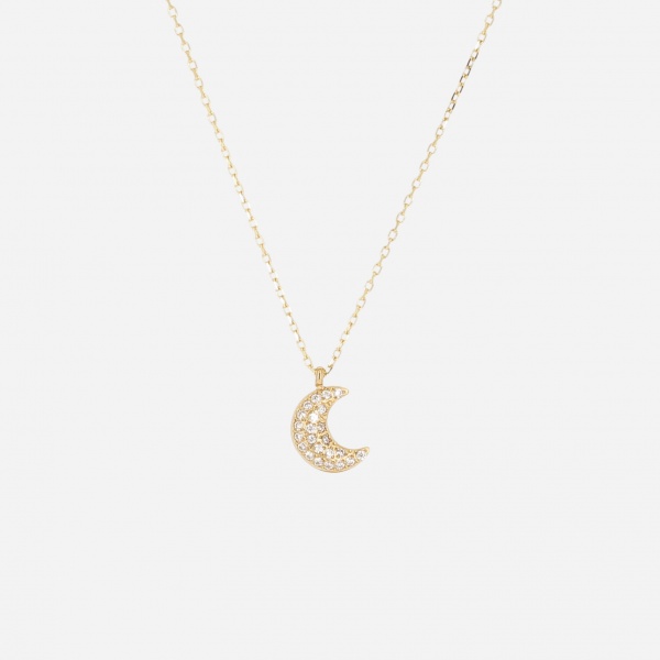 COLLIER-Noelie-ACIER DORE-38+5cm-zirconium sertis