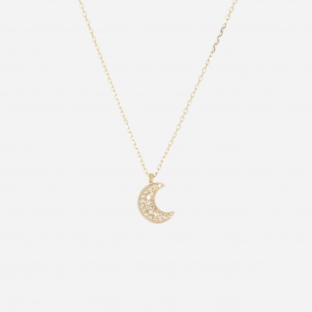 COLLIER-Noelie-ACIER DORE-38+5cm-zirconium sertis