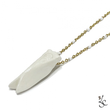 collier Ras de coup cigale blanc