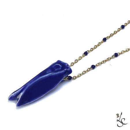 collier Ras de coup cigale bleu