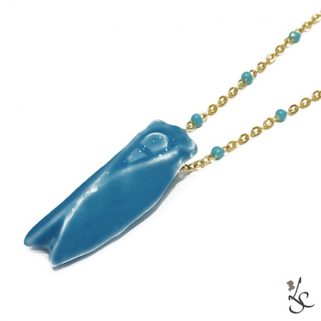 collier Ras de coup cigale turquoise