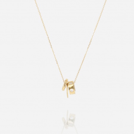 COLLIER-Soraya-ACIER DORE-38+5cm-zirconium