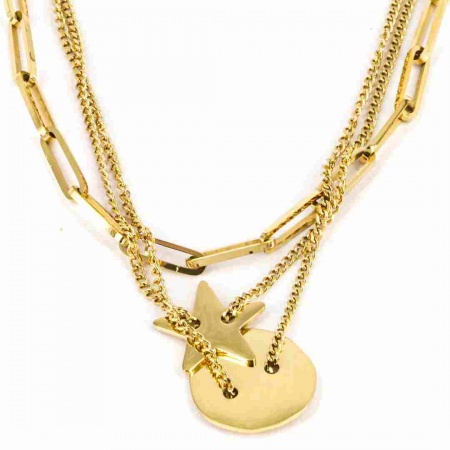 COLLIER Star ACIER DORE