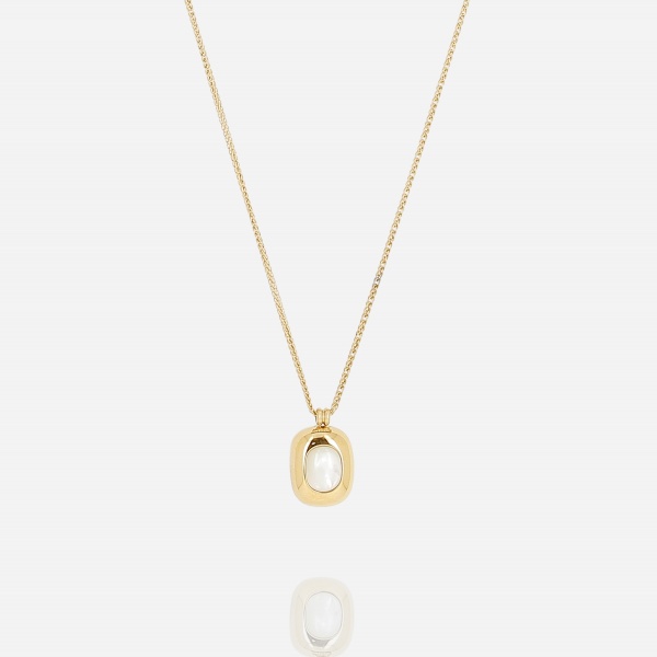COLLIER-Sylena-ACIER DORE-nacre