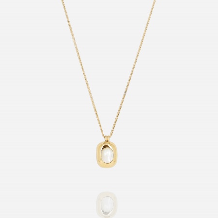 COLLIER-Sylena-ACIER DORE-nacre