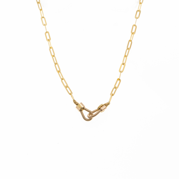 COLLIER YOU AND ME EN CORDE DE BASSE SUR CHAINE RECTANGULAIRE - Femme