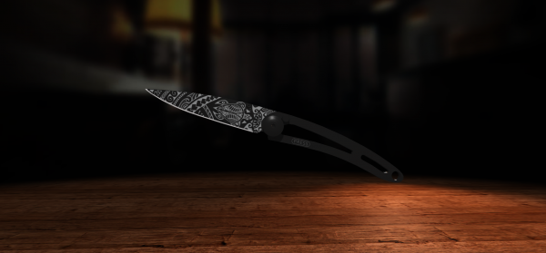 Couteau Deejo 15g - Lame black - Manche Naked - Polyn�sien - Cable