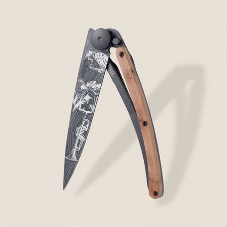 Couteau Deejo 37g - Lame Black - Manche genévrier - jazz