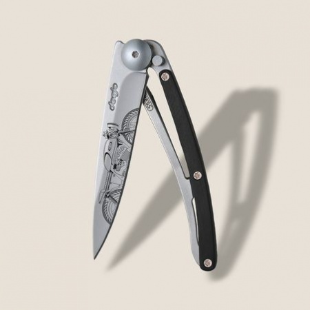 Couteau Deejo 37g - Lame Titane - Manche ébène - Café racer