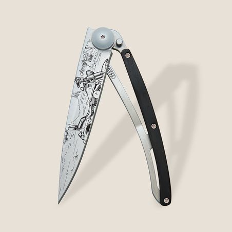 Couteau Deejo 37g - Lame Titane - Manche Eb�ne - Easy Rider