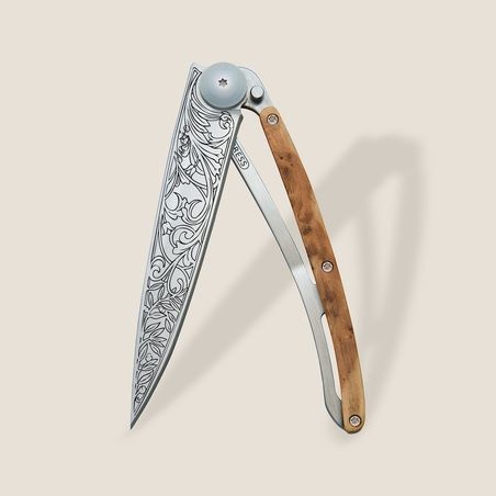 Couteau Deejo 37g - Lame Titane - Manche gen�vrier - Art nouveau