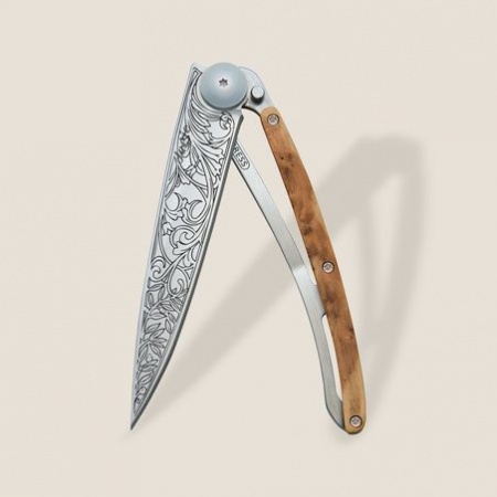 Couteau Deejo 37g - Lame Titane - Manche genévrier - Art nouveau