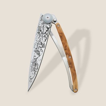 Couteau Deejo 37g - Lame Titane - Manche gen�vrier - Grand cru