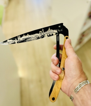 Couteau Deejo 390g - Lame black - Manche olivier - Marseille
