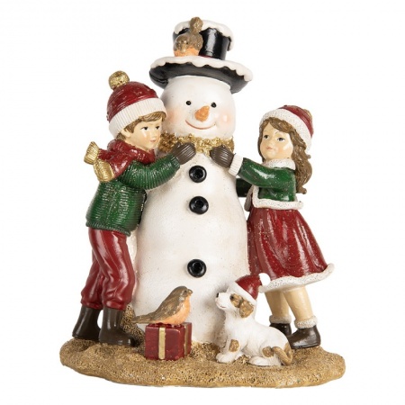 Decoration de Noel Enfants avec Bonhomme de neige Rouge Blanc 13x10x16 cm