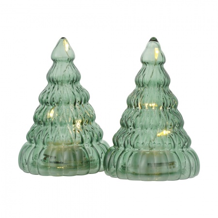 Duo de petits Sapins lumineux en verre soufflé LUCY