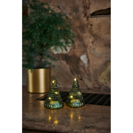 Duo de petits Sapins lumineux en verre soufflé LUCY